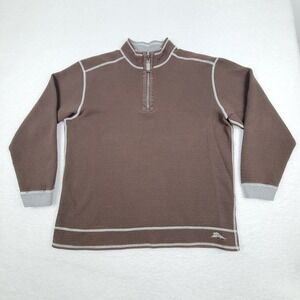 Tommy Bahama Reversible 1/4 Zip Pullover Sweater Mens XL Brown Gray Knit Top